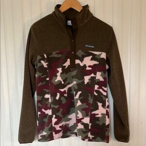 COLUMBIA Camo Fleece‎ Pullover - Brown and Pink Womens S